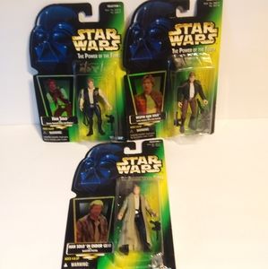 Star Wars POTF Lot of 3 Han Solo Action Figures